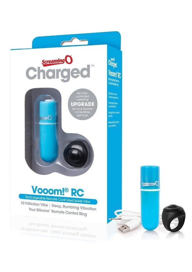 Charged Vooom RC is a deep rumbling rechargeable bullet powe... The Screaming O - Charged Remote Control Vooom Bullet - Blue photo-4
