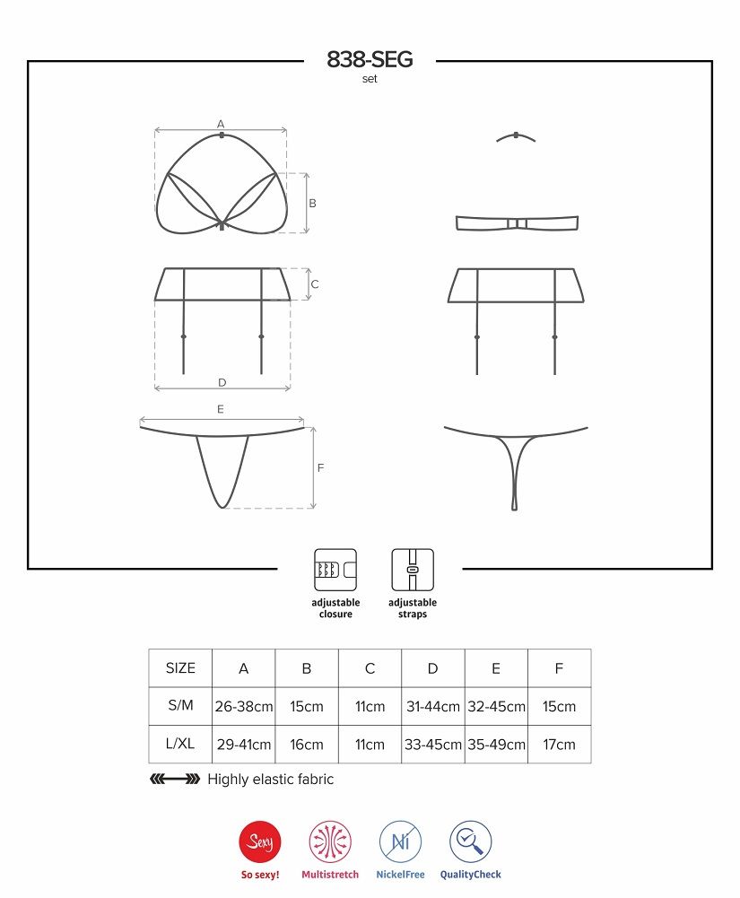 Obsessive - 838-SEG-3 set 3-pcs - Red - S/M photo-9