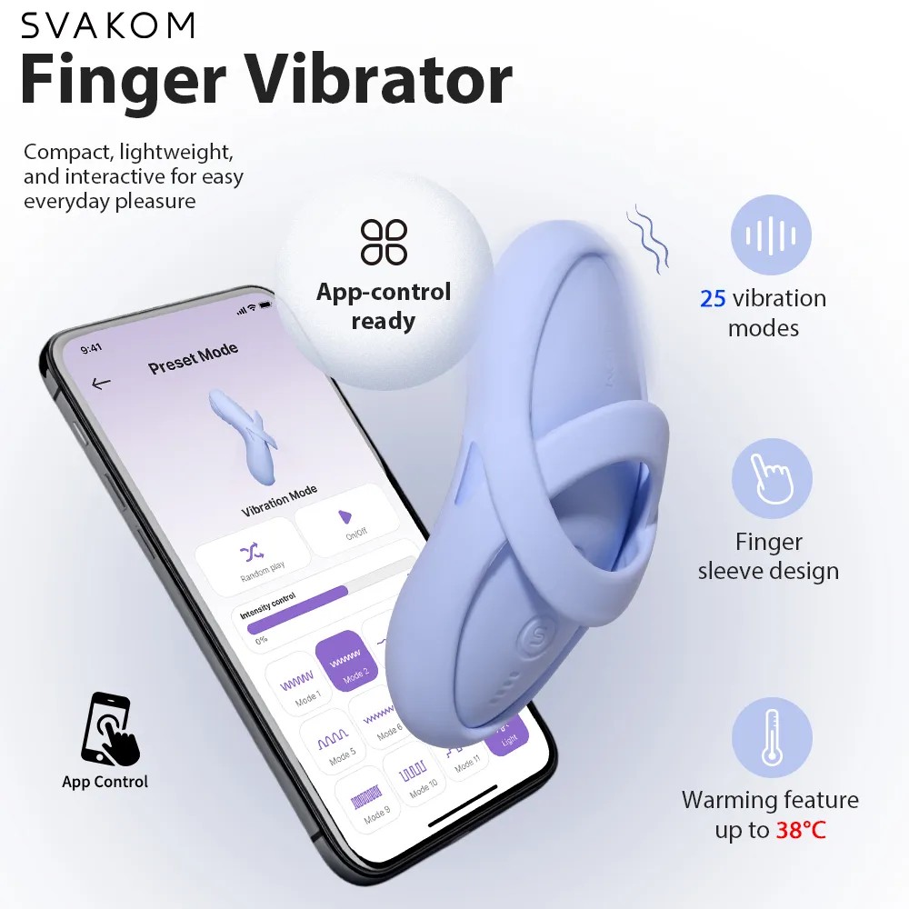 SVAKOM - Echo 2 APP控制柔软指尖震动器 - 天蓝色 照片-2