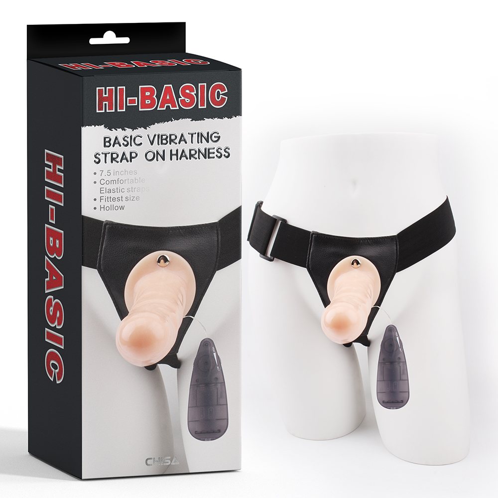 Hollow Dildo, Fully Adjustable Elastic Straps, Multi-speed V... Chisa - Basic Vibrating Strap-On - Flesh photo-5