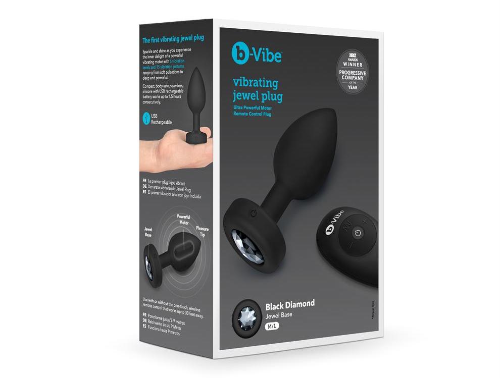 Sparkle and shine as you experience the inner delight of the... B-Vibe - Vibrating Jewel Plug M/L - Black photo-8