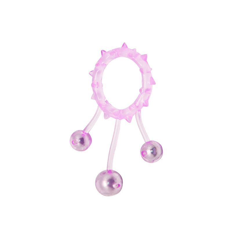 Three balls agitate delay ring Aphrodisia - Ball Banger Cock Ring with 3 Balls - Purple photo-2