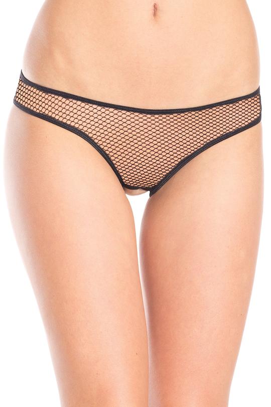 Semi-sheer mesh briefs with cross-strap back and zip detaili... BeWicked - BW1648 Mesh Panties - Black - S photo-2
