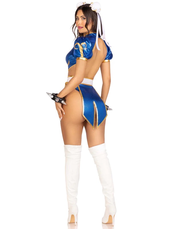 Be the strongest (and sexiest) woman in the world in... Leg Avenue - Battle Chun-Li Costume 4pcs - Blue - M photo-5