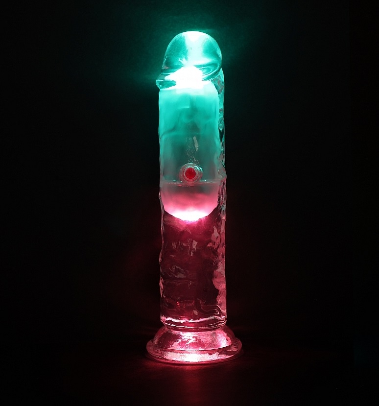 RealRock - 6" LED Vibro Dildo - Clear 照片-10