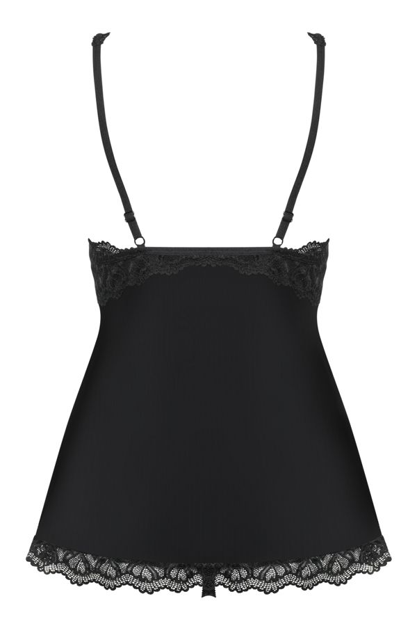 Let yourself be carried away by love... for beautiful linger... Obsessive - Arisha Babydoll & Thong - Black - L/XL photo-8