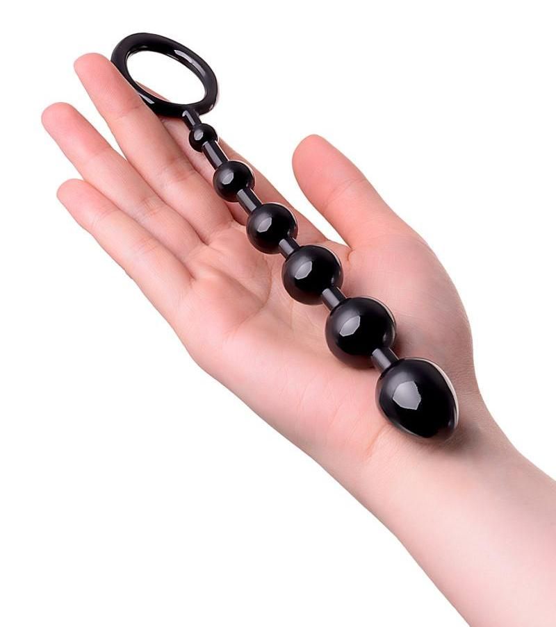 Elastic anal chain with 6 balls with different diameters in ... A-Toys - Anal Beads S-Size - Black photo-2