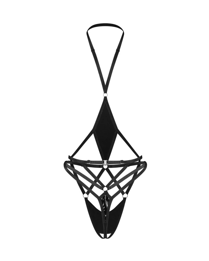Obsessive - Keira Lise Crotchless Teddy - Black - S/M 照片