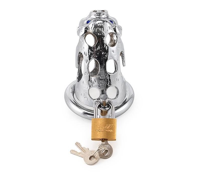 Silver chastity device in the shape of Chinese traditional z... MT - Wild Boar Chastity Cage 45mm - Silver photo-5