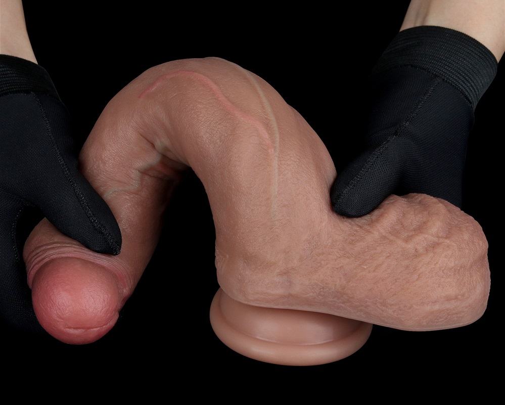 Experience unparalleled pleasure with our Dual-Layered Silic... Lovetoy - 8.5" Dual Layered Natural Dildo - Brown photo-6