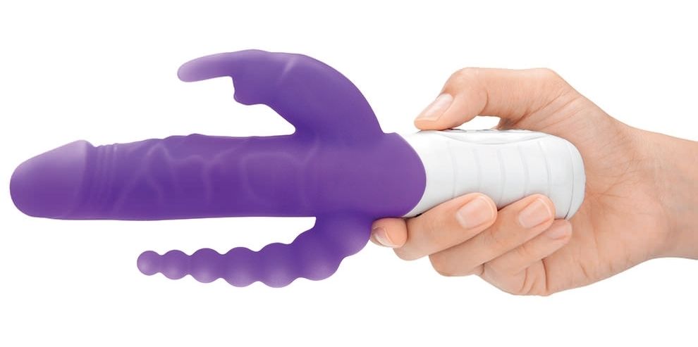 The Slim Realistic Double Penetration Rabbit Vibrator with R... Rabbit Essentials - 7 Function Rabbit w/Anal Beads - Purple photo-7