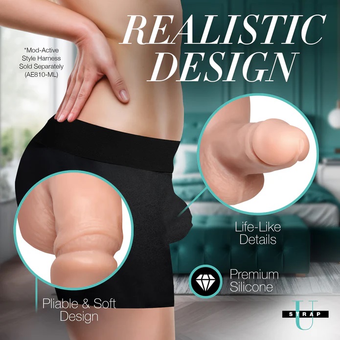 Introducing the ultimate solution for a realistic, comfortab... Strap U - 3.6" Uncut Packer Dildo - Light photo-4