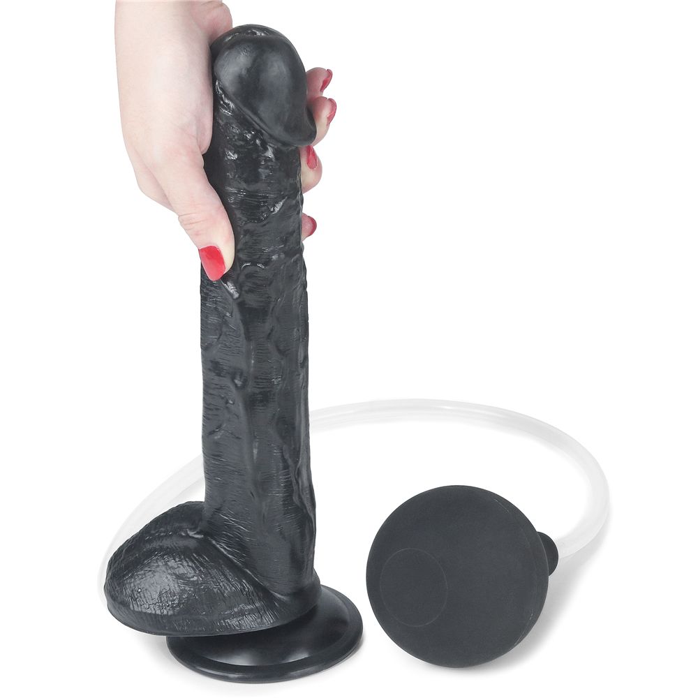 Enjoy lots of horny, squirting fun with this LoveToy squirt ... Lovetoy - 11" Squirt Extreme Dildo - Black photo-4