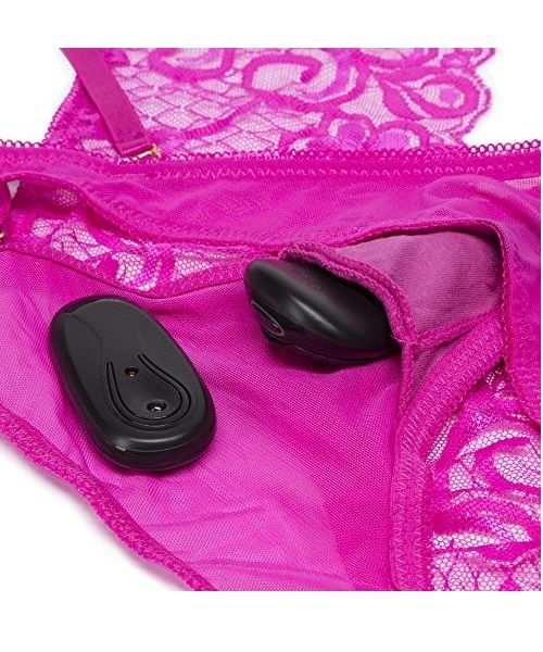 Sizzling pink lace arranged for intimate cover only, this de... Secrets - Remote Control Vibrating Deep-V Teddy - Pink photo-4