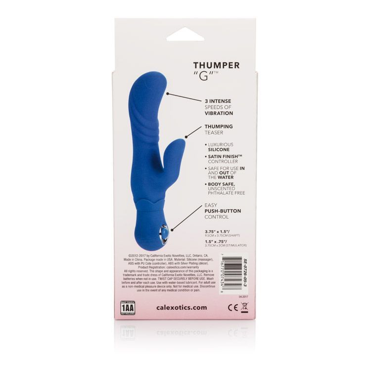 The Posh Silicone Thumper “G” packs powerful pleasure for al... CEN - Posh Thumper "G" Rabbit Vibrator - Blue photo-8
