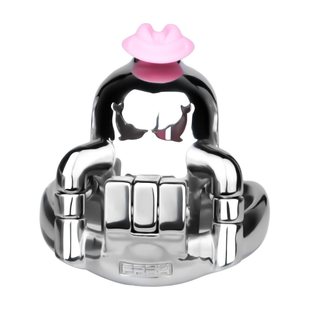 Material: 304 Stainless steel
Cage high: 72mm &nb... FAAK - Metal Pig Chastity Cage w Catheter - Black photo-7