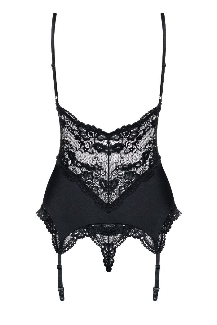 Delicate touch of incredibly nice fabric and amazing view of... Obsessive - 810-COR Corset & Thong - Black - S/M photo-6