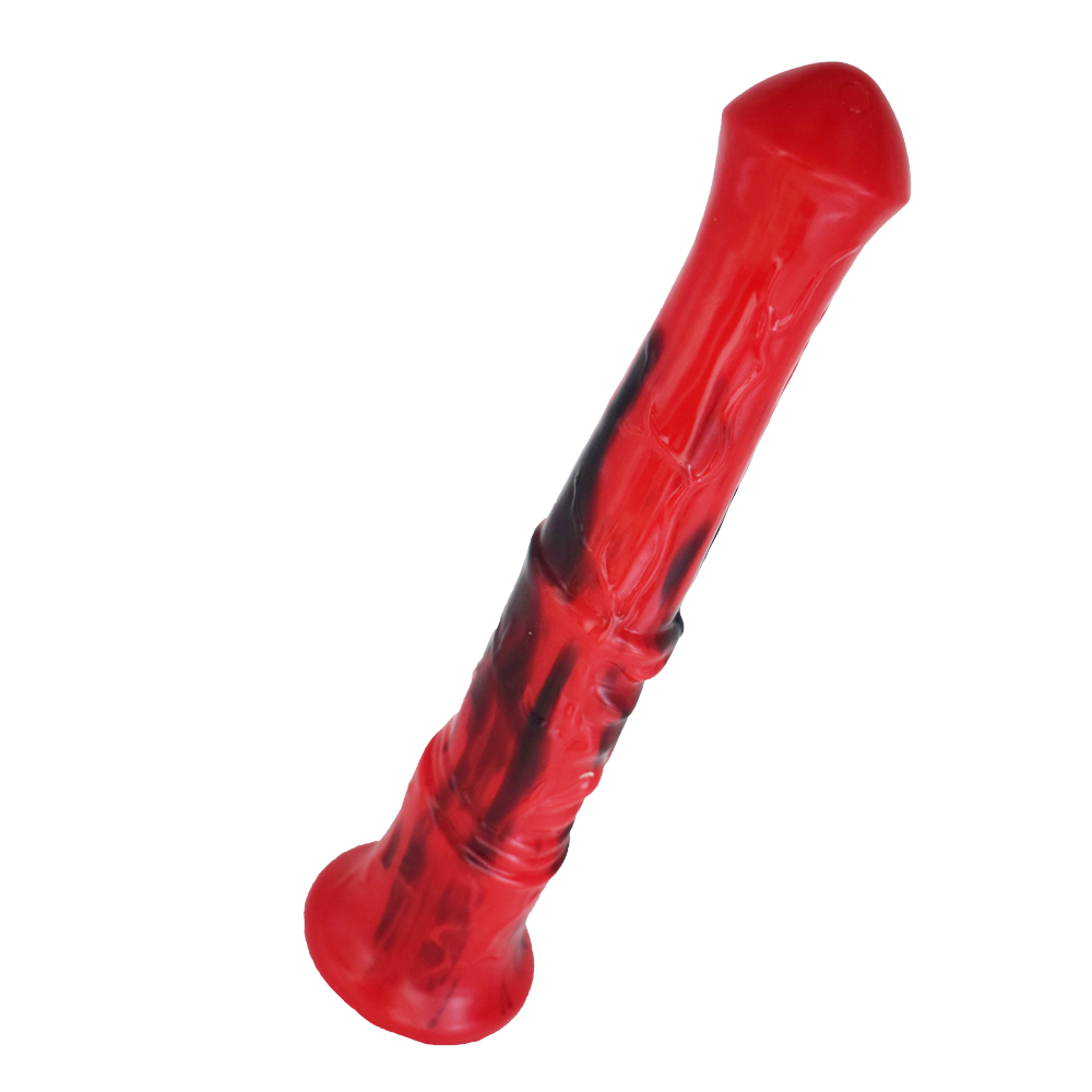 Silicone horse anal dildo, artificial realistic anal plug, s... FAAK - Horse Long Dildo - Red/Black photo-16