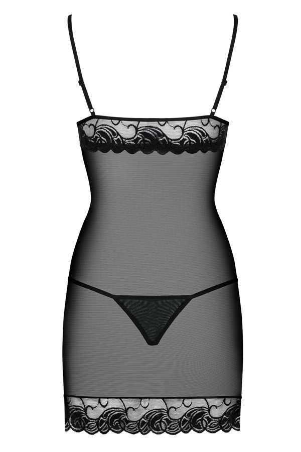Just put on this wonderful chemise and let it uncover your p... Obsessive - Wonderia Chemise & Thong - Black - S/M photo-8