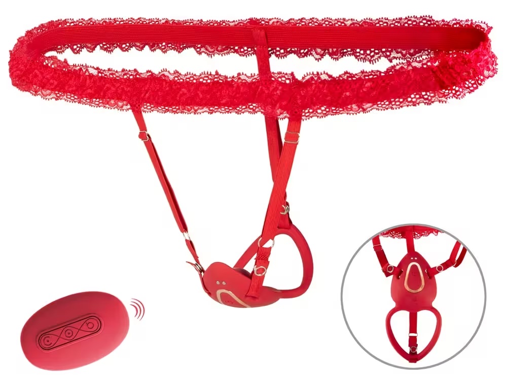You2Toys - Lay-On Strap Vibro Set - Red 照片-3