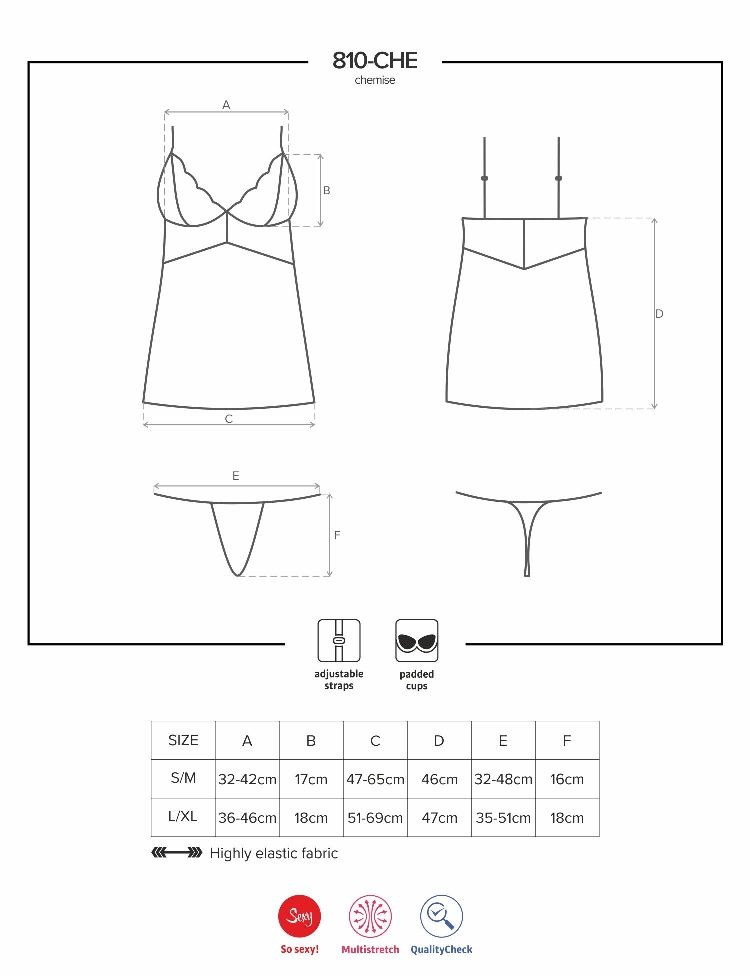 Obsessive - 810-CHE-1 連身裙和丁字褲 - 黑色 - S/M 照片-9