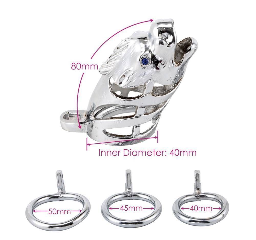 Silver chastity device in the shape of Chinese traditional z... MT - Mustang Chastity Cage 50mm - Silver photo-9