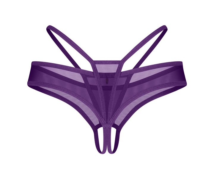 Obsessive - Vibres Crotchless Thong - Purple - L/XL photo