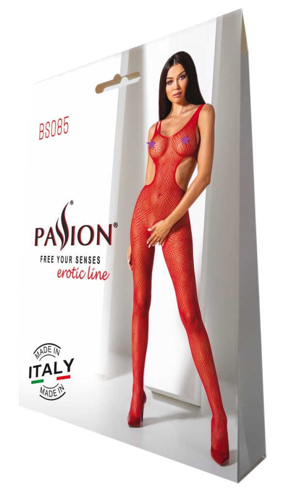 Amazing and incredibly sexy open crothless net-bodystocking ... Passion - Bodystocking BS085 - Red photo-5