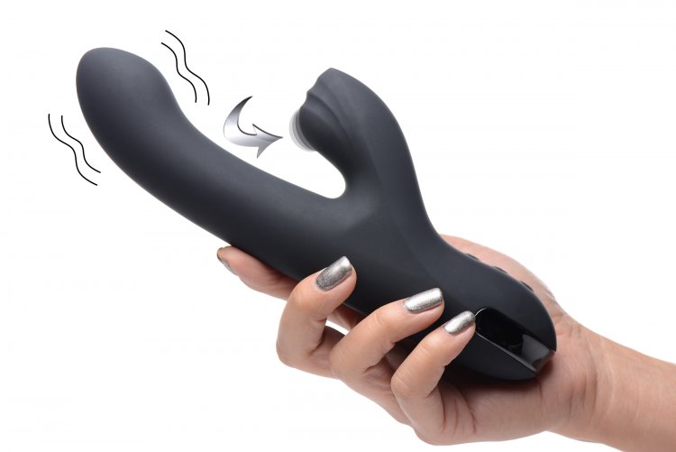 Get ready for the 5 star treatment with this premium silicon... Inmi - 13X Silicone Pulsing & Vibrating Rabbit - Black photo-3