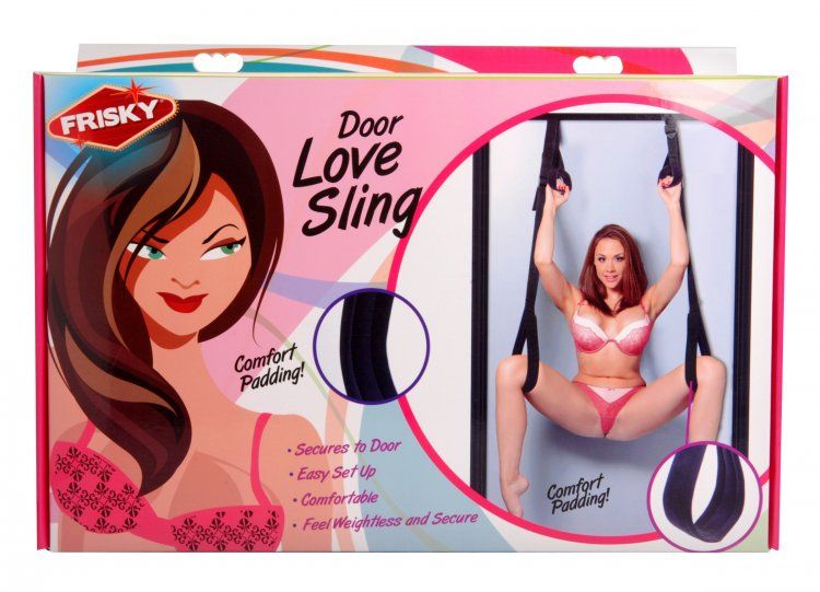 This simple, compact, and comfortable padded love swing just... Frisky - Compact Door Love Swing - Black photo-4