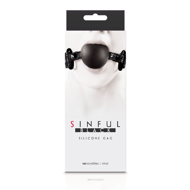 Sinful Soft Silicone Ball Gag is made of smooth, body-safe s... NS Novelties - Soft Silicone Gag - Black photo-3