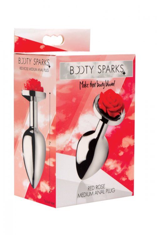 Beautify your booty with this shining red rose! Featuring a ... Booty Sparks - Rose Butt Plug M-size - Red photo-4