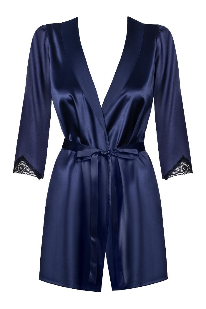 And fulfill your naughty fantasy! How to do it? Prepare a se... Obsessive - Satinia Robe - Navy Blue - XXL photo-5
