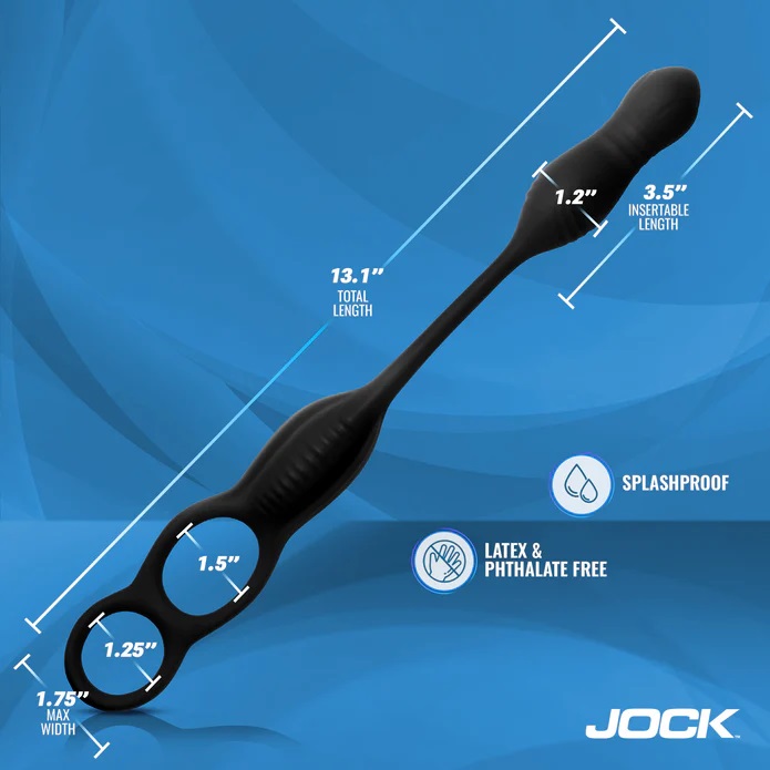 Experience a next-level sensation with this innovative C-rin... Jock - Hyper Thrusting Vibro Plug w C-Ring - Black photo-5