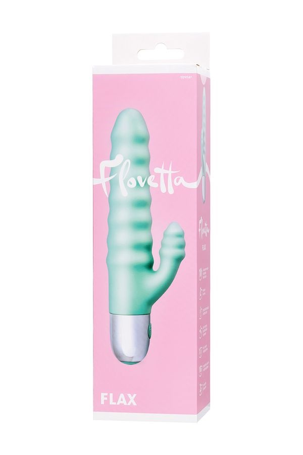 The vibrator FLAX with a relief surface on the base and on t... Flovetta - Flax Relief Rabbit Vibrator - Mint photo-10