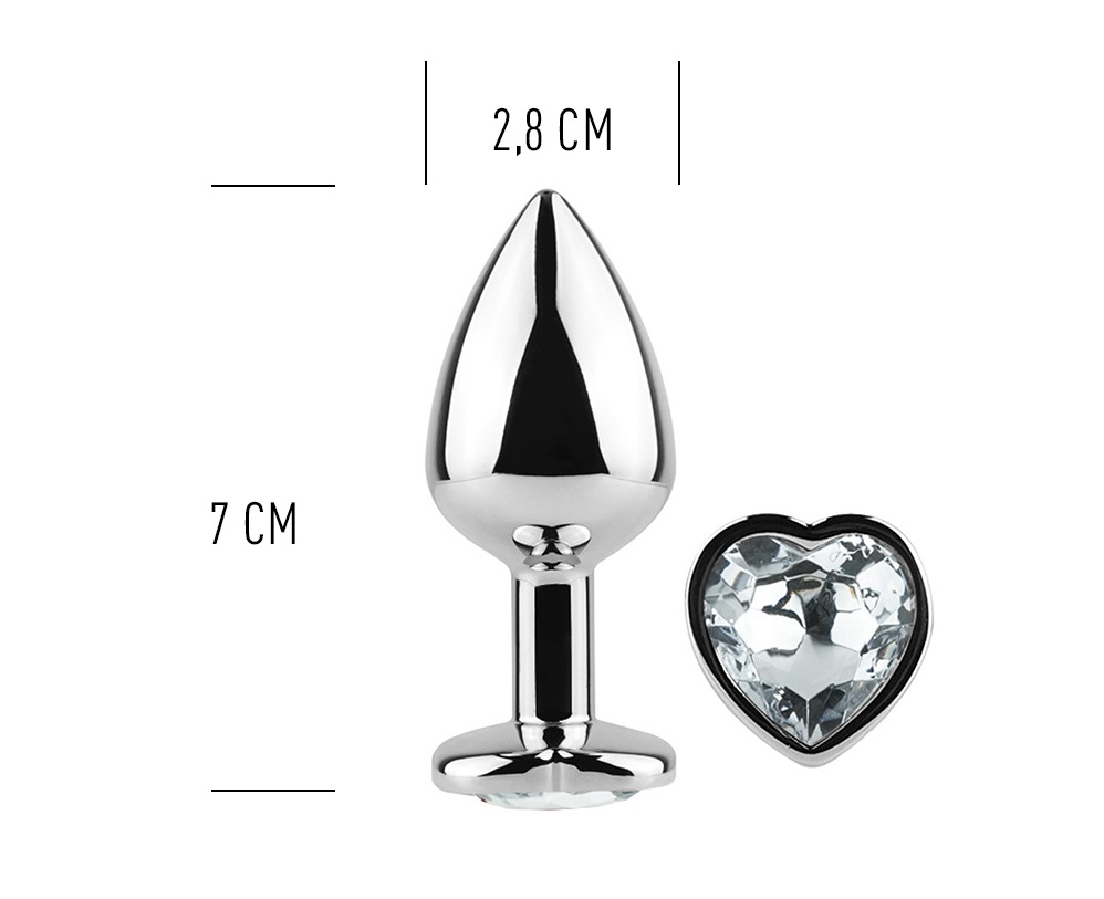 This Jewelled metal beginner's butt plug is perfect for ... Secret Play - Heart Anal Plug S - Clear photo-3
