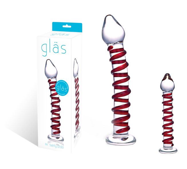 Mr. Swirly is wrapped with a thick red spiral which follows ... Glas - Mr. Swirly Dildo photo-5