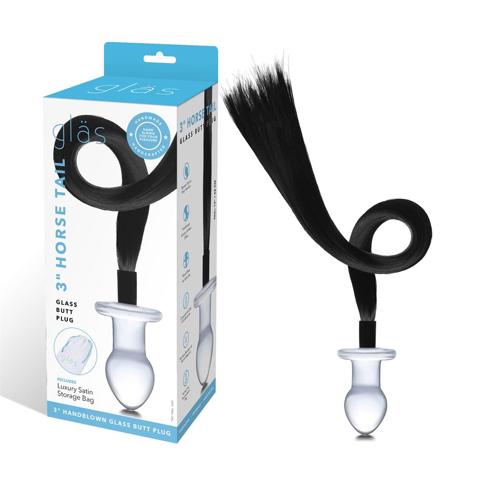 Glas - 3'' Horse Tail Glass Butt Plug photo-7