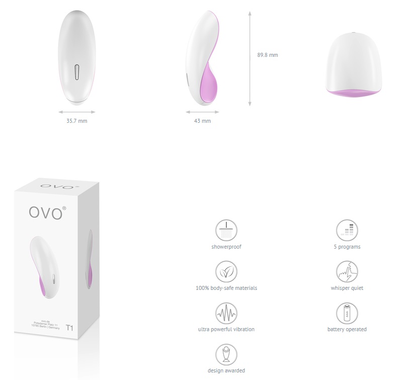 ovo T1 is made of 100% body safe material, with silky sm... Ovo - T1 Massager - White/Pink photo-4