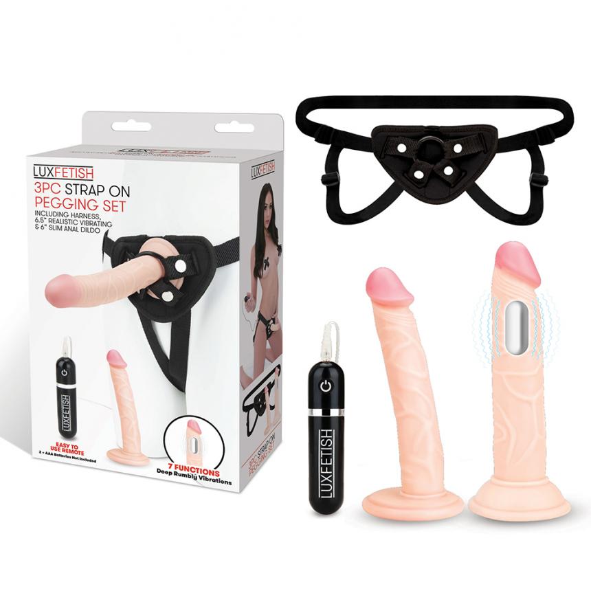 Get ready for the ultimate pegging kit for any fan of deep p... Lux Fetish - 3 PC Strap-On Pegging Set photo-7