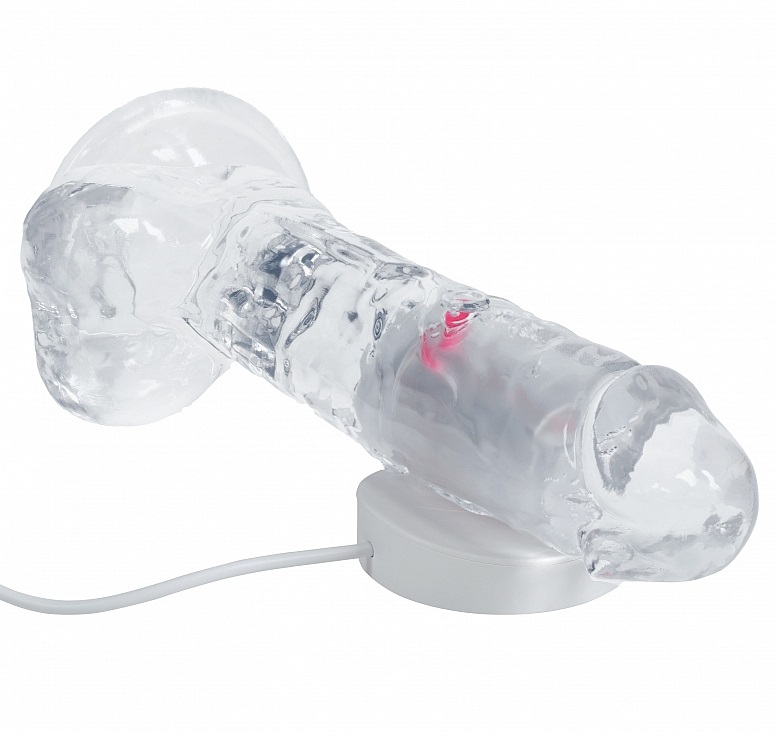 RealRock - 6" LED Vibro Dildo w Balls - Clear 照片-7