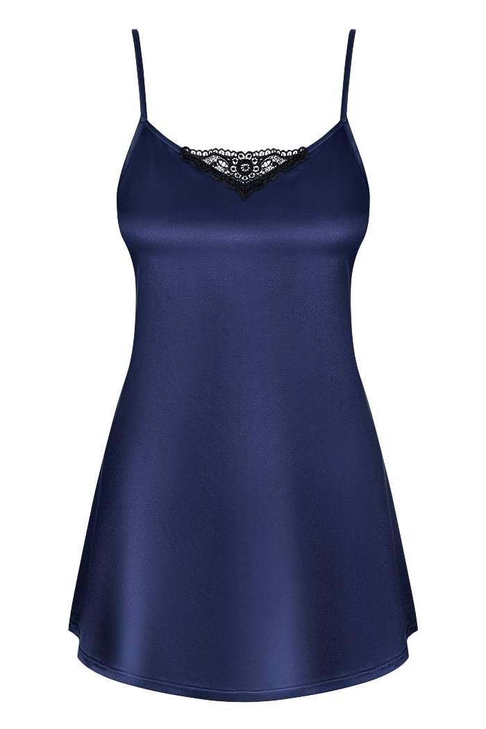 Wanna open the box with incredibly sensuous babydoll inside?... Obsessive - Satinia Babydoll & Thong - Navy Blue - L/XL photo-5