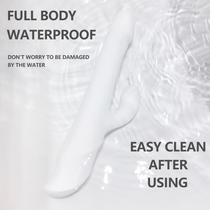 This dual-action rabbit vibe rotates and thrusts on your G-s... Drywell - Rotating & Thrusting Rabbit Vibrator - White photo-3