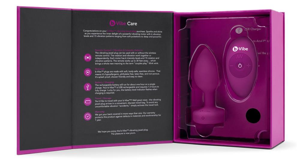 B-Vibe - Vibrating Jewel Plug S/M - Fuchsia photo-7