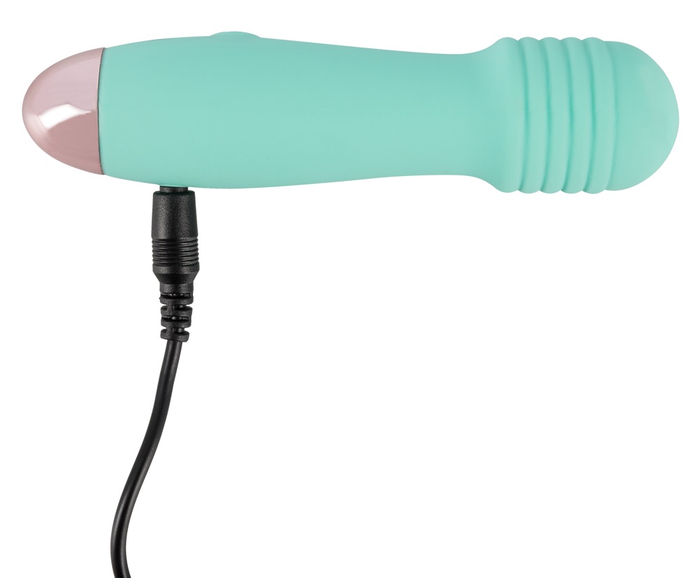Green mini vibrator with an exciting grooved structure on th... Cuties - Exciting Mini Vibrator - Green photo-3
