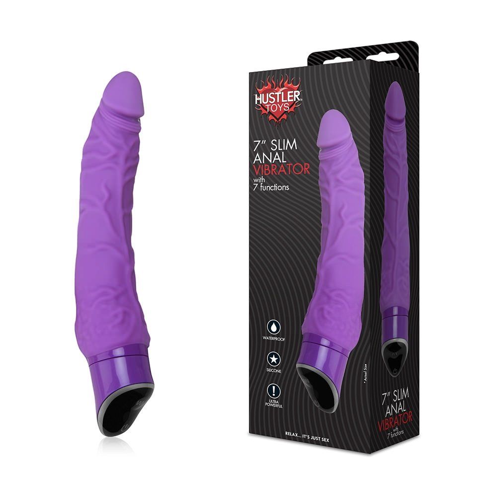 Explore the unique, exciting pleasure of anal stimulation wi... Hustler - 7'' Slim Anal Vibrator With 7 Functions - Purple photo