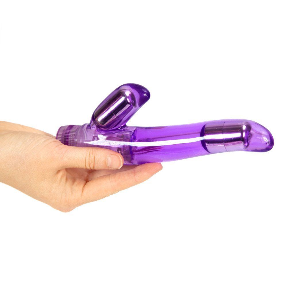 This Naughty Rabbit vibrator has an 8.7" long beaded pr... Aphrodisia - Crystal Curvaceous Stimulator Vibe - Purple photo-6