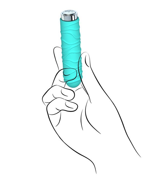 With five textured body safe silicone sleeves to choose from... Key - Charms Silk Vibe – Blue photo-4