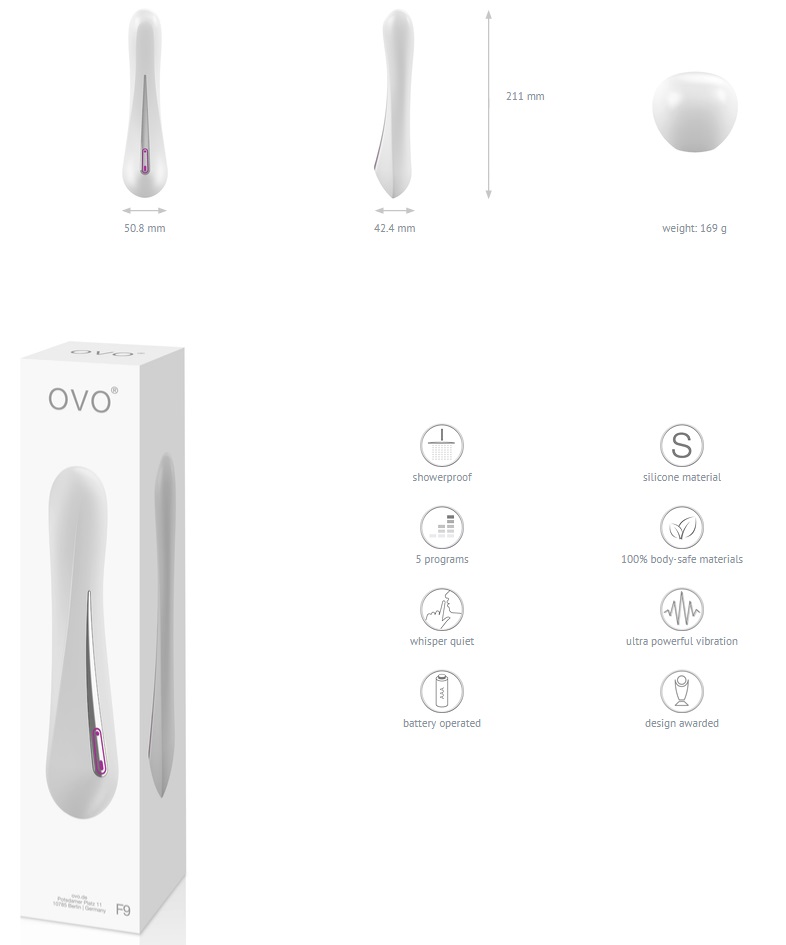 ovo F9 is made of 100% body safe silicone, with silky sm... Ovo - F9 Vibe - White photo-5