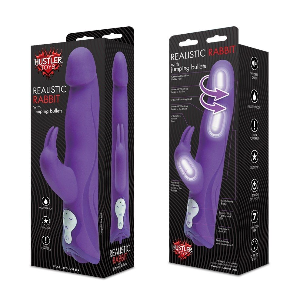 Satisfy your need for the real thing with Hustler Toys’ Mr. ... Hustler - Realistic Rabbit With Jumping Bullets - Purple photo-3